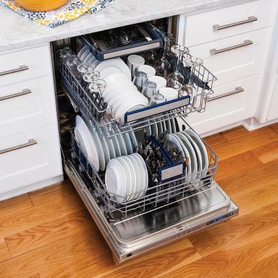Open and Loaded Viking Dishwasher